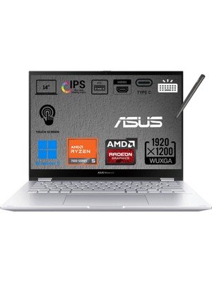 Asus Vivobook S 14 Flip TN3402YA-LZ318W Ryzen 5 7430U 16GB 512GB SSD 14" Wuxga IPS (Dokunmatik Ekran) Windows 11 Home Bilgisayar + Webzone Çanta