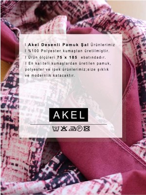 Akel Desenli Pamuk Şal Kare Çizgili Ebat 75 X185