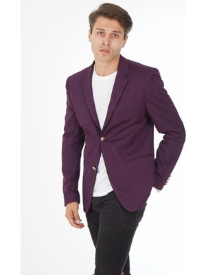 Sposo G-158 Dar Kalıp Örme Kumaş Füme Erkek Blazer Ceket
