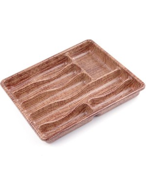 Plastik 7 Bölmeli Kahverengi Çekmece Içi Kaşıklık Organizer Düzenleyici 36CM×31.5CM