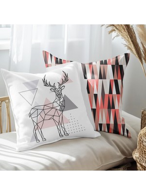 Ejoya Geyik Tasarımlı 2'li Yastık Içi ve Kırlent Kılıfı 45CM 113558