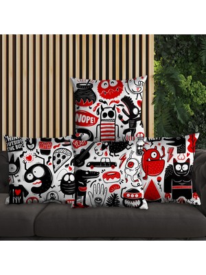 Ejoya Graffiti Tasarımlı 4'lü Yastık Içi ve Kırlent Kılıfı 45CM 113840