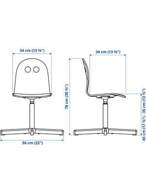 IKEA Valfred/sıbben Çocuk Çalışma Sandalyesi, Huşbeyaz-Beyaz