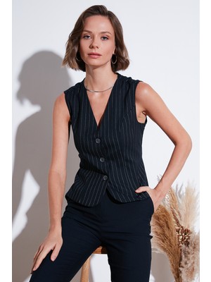 Lela Fitted-Vücuda Oturan Astarlı Klasik Dokuma Yelek Kadın Yelek 611YL030W4