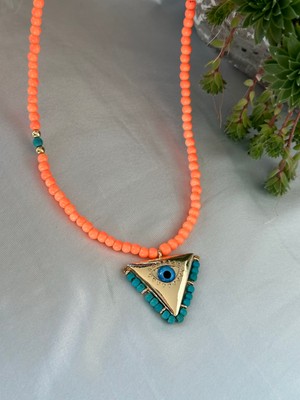 Mi Brillo Accessories Turuncu Boncuk Muska Kolye