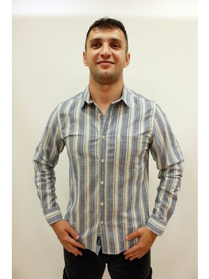 Cazador Caz 2048 Uzun Kol Tek Cep Çizgili Kanvas Erkek Gömlek