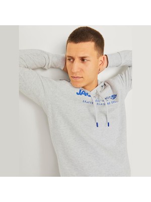 Jack & Jones Erkek Kapüsonlu Gögüs Logo Baskili Sweatshirt - Alvis