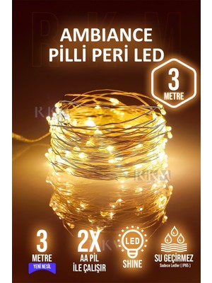 Rkm Store Dekoratif 3 Metre Peri LED Gün Işığı 2 Pilli