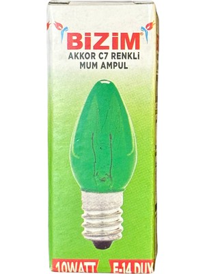 Bizim 10W Yeşil Işık E14 Duylu Dim Edilebilir Mum Ampul (5 Adet)