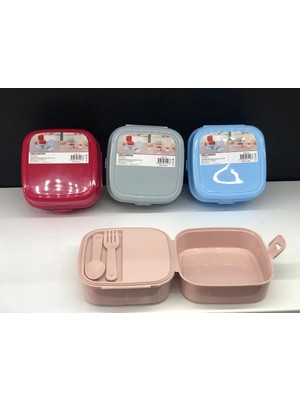 Mithra Life 4 Bölmeli Çatal Kaşıklı Plastik Beslenme Saklama Kutusu MIT1095