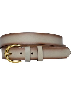 GoDeri Deri Gold Tokalı Vizon Ince Kadın Kemeri 3cm=3cm-Kdn-02