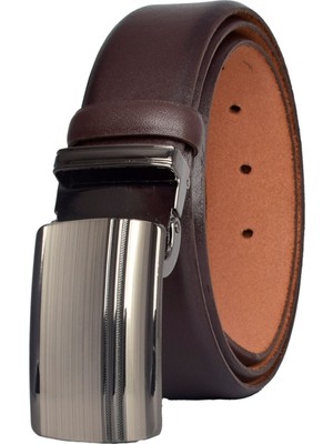 GoDeri Deri Kapaklı Tokalı Koyu Kahverengi Klasik Kumaş Pantolon Kemeri 3.5 Cm_altcizkokadüz