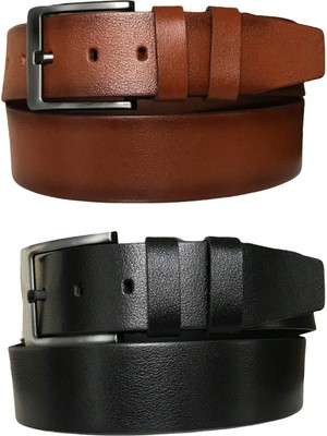 GoDeri Deri 2'li Set Kot Spor Kemer; Siyah Taba 4 5 Cm=2li-Hsn-01.04