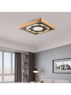 Wood Design World 60X60 cm Ahşap Çerçeve Avize LED Aydınlatma