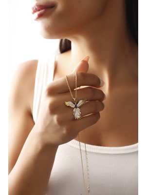 Sunshine 925 Ayar Beyaz Kalem Rodajlı Melek Gümüş Kolye