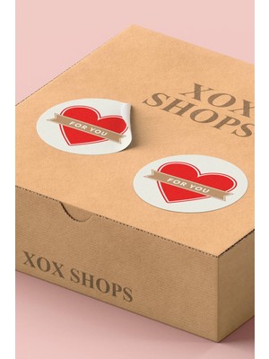 Xox Shops Thank You Sticker Teşekkürler Paketleme Etiketi Kırmızı Kalpli For You - 90 Adet - ST2019