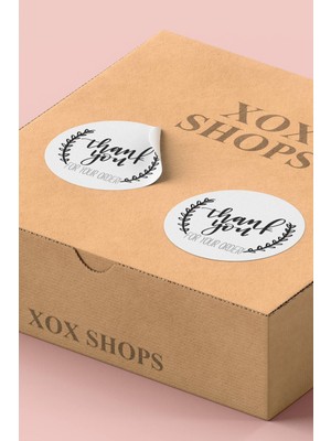 Xox Shops Thank You Sticker Teşekkürler Paketleme Etiketi Siyah Yazılı For Your Order - 90 Adet - ST2017