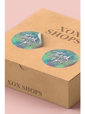 Xox Shops Thank You Sticker Teşekkürler Paketleme ve Ürün Etiketi Yeşil Mor - 90 Adet - ST2021