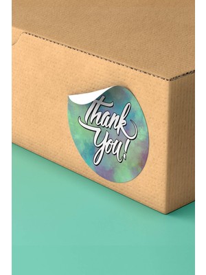 Xox Shops Thank You Sticker Teşekkürler Paketleme ve Ürün Etiketi Yeşil Mor - 90 Adet - ST2021