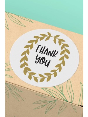 Xox Shops Thank You Sticker Teşekkürler Paketleme ve Ürün Etiketi Çiçek Çerçeve Siyah - 90 Adet - ST2014