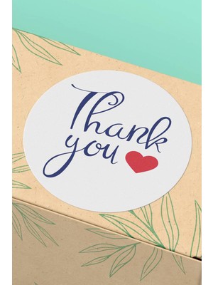 Xox Shops Kuşe Thank You Sticker Teşekkürler  Etiketi Kırmızı Kalp Paket Etiketi - 90 Adet - ST2082