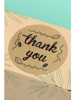 Xox Shops Thank You Sticker Teşekkürler   Ürün Etiket Kraft Görünümlü - 90 Adet - ST2063