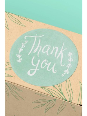 Xox Shops Kuşe Thank You Sticker Teşekkürler  Ürün Etiketi Açık Yeşil Beyaz - 90 Adet - ST2073