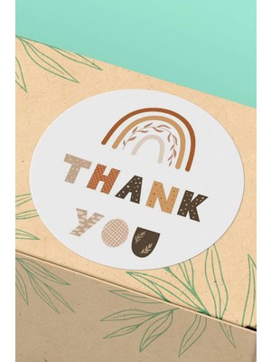 Xox Shops Thank You Sticker   Teşekkürler Etiketi Kahverengi Gökkuşağı - 90 Adet - ST2048