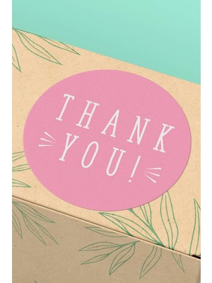Xox Shops Thank You Sticker Teşekkürler Etiketi Pembe Renkli   Etiketi - 90 Adet - ST2129