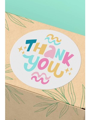 Xox Shops Kuşe Thank You Sticker Teşekkürler Etiketi Renkli  Paket Etiketi - 90 Adet - ST2092