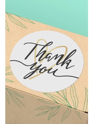Xox Shops Kuşe Thank You Sticker Teşekkürler  Ürün Etiketi Siyah Sarı Kalpli - 90 Adet - ST2080