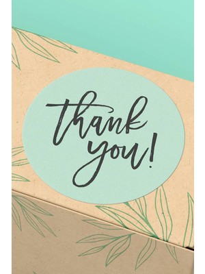 Xox Shops Thank You Sticker Teşekkürler Etiketi Su Yeşili   Etiketi - 90 Adet - ST2114