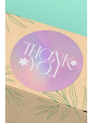 Xox Shops Sticker Teşekkürler Etiketi Çiçekli   Ürün  Etiketi - 90 Adet - ST2203