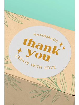 Xox Shops Kuşe Thank You Sticker Teşekkürler Etiketi Handmade  Paket Etiketi - 90 Adet - ST2101