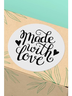Xox Shops Teşekkürler Etiketi Made With Love Yazılı  Ürün Etiketi - Kuşe 90 Adet - ST2118