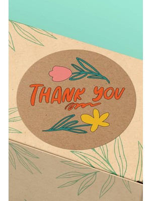 Xox Shops Thank You Sticker Teşekkürler Etiketi Kraft Görünümlü   Etiketi - 90 Adet - ST2240