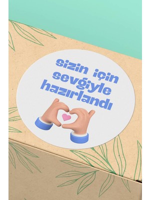 Xox Shops Sizin Için Sevgiyle Hazırlandıyazılı Sticker   Etiketi Kuşe - 90 Adet - ST2269