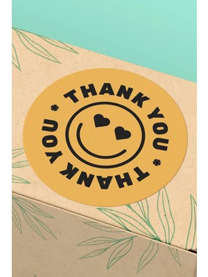 Xox Shops Thank You Sticker Teşekkürler Etiketi Turuncu   Etiketi - 90 Adet - ST2328