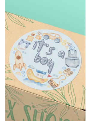 Xox Shops Cinsiyet Parti Sticker Boy And Girl Mavi Sticker Yapışkanlı Etiket - 3x3 cm 90 Adet - ST2422