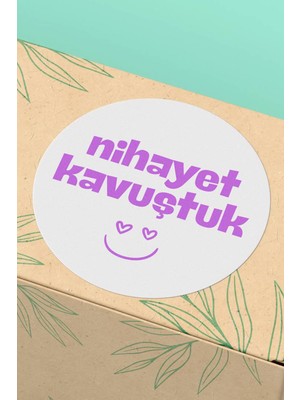 Xox Shops Lila Mor Nihayet Kavuştuk Yazılı   Etiketi Sticker - 90 Adet - ST2266