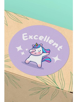 Xox Shops Thank You Sticker Teşekkürler Etiketi Mor Unicorn  Etiket - 90 Adet - ST2216