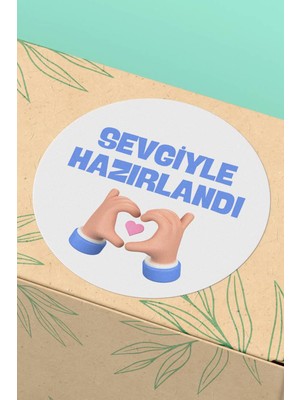 Xox Shops Sevgiyle Hazırlandı Yazılı Sticker   Etiketi Kuşe - 90 Adet - ST2270