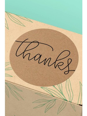 Xox Shops Thank You Sticker Teşekkürler Etiketi Kraft Görünümlü Etiketi - 90 Adet - ST2339