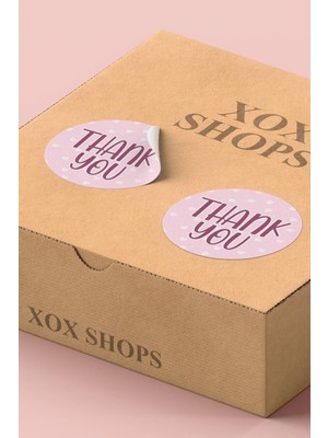 Xox Shops Thank You Sticker Pembe Kalpli Thank You  Ürün  Etiketi - 90 Adet - ST2351