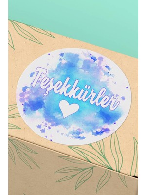 Xox Shops Thank You Sticker Teşekkürler Etiketi Lila Mavi Mor   Etiketi - 90 Adet - ST2374