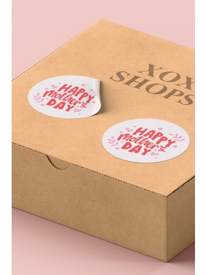 Xox Shops Happy Mothers Day Yazılı Pembe Anneler Günü Sticker  Etiketi - 90 Adet - ST2379