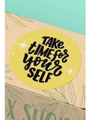 Xox Shops Take Time For Your Self Sarı   Sticker Etiket - 90 Adet - ST2406
