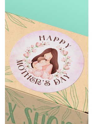 Xox Shops Happy Mothers Day Yazılı Anneler Günü Sticker  Etiketi - 90 Adet - ST2382