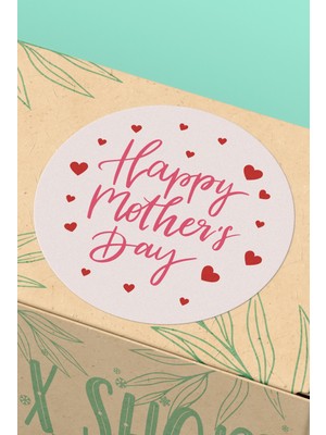 Xox Shops Anneler Günü Happy Mothers Day Yapışkanlı Sticker   Etiketi - 90 Adet - ST2377