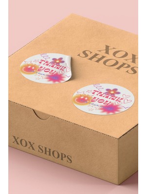 Xox Shops Kuşe Thank You Sticker    Teşekkürler Etiketi Desenli - 90 Adet - ST2053